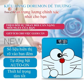 Cân điện tử DREAMOFLOVE Cân sức khỏe hình doraemon độc đáo ngộ nghĩnh Cân điện tử sức khỏe độ chính xác cao màn hình LED