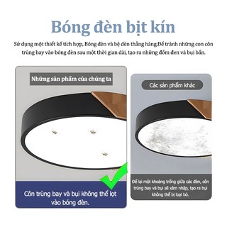 【COD】Đèn phòng khách Điều Chỉnh Độ Sáng phòng ngủ Đèn ốp trần 3 màu bằng gỗ