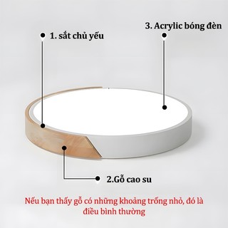 【COD】Đèn phòng khách Điều Chỉnh Độ Sáng phòng ngủ Đèn ốp trần 3 màu bằng gỗ