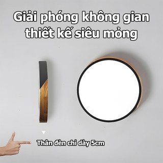 【COD】Đèn phòng khách Điều Chỉnh Độ Sáng phòng ngủ Đèn ốp trần 3 màu bằng gỗ