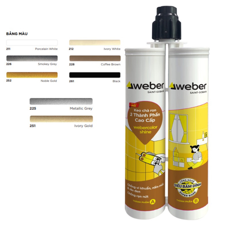 Keo Chà Ron Epoxy 2 Thành Phần Cao Cấp Webercolor Shine, Khu Vực Nội ...
