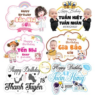 Bảng tên, banner treo rèm trang trí sinh nhật, đầy tháng, thôi nôi cho bé trai, bé gái kích thước 30*40cm YẾN NHI DECOR