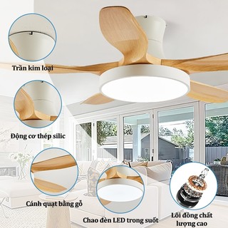 【COD】Quạt trần đèn Gogeous 5 cánh 3 chế độ LED Quạt trần phòng khách phòng ngủ -có remote