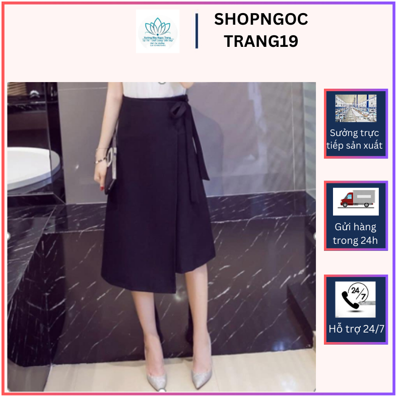 Chân Váy Chữ A Phối Đáp Tà Che Khuyết Điểm Bụng_Thời Trang Hè Thu 2024_SHOPNGOCTRANG19_CV12NT