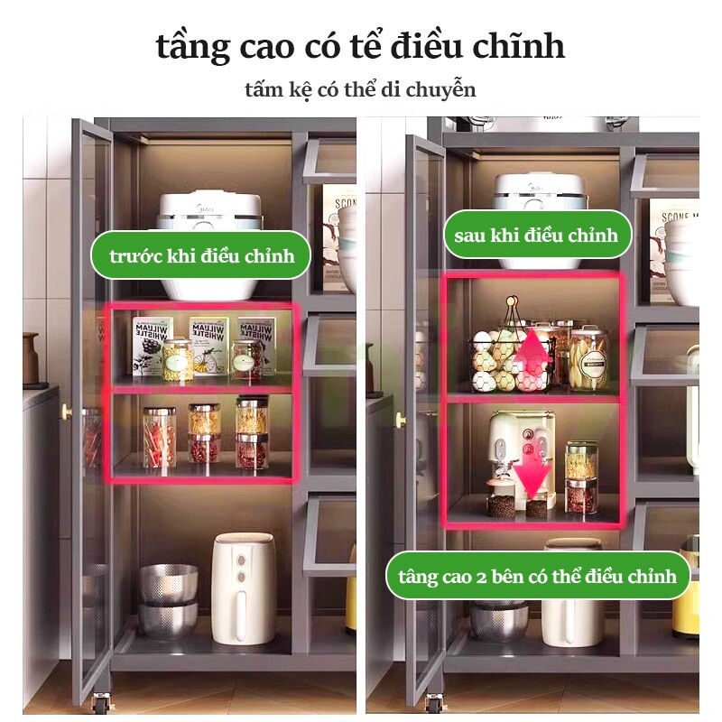 Lifinity Kệ Nhà Bếp Đa Năng-Kệ Tủ Để Đồ Thép Cacbon Có Thể Điều Chỉnh Độ Cao Kệ Đựng Đồ Có Cửa Đôi