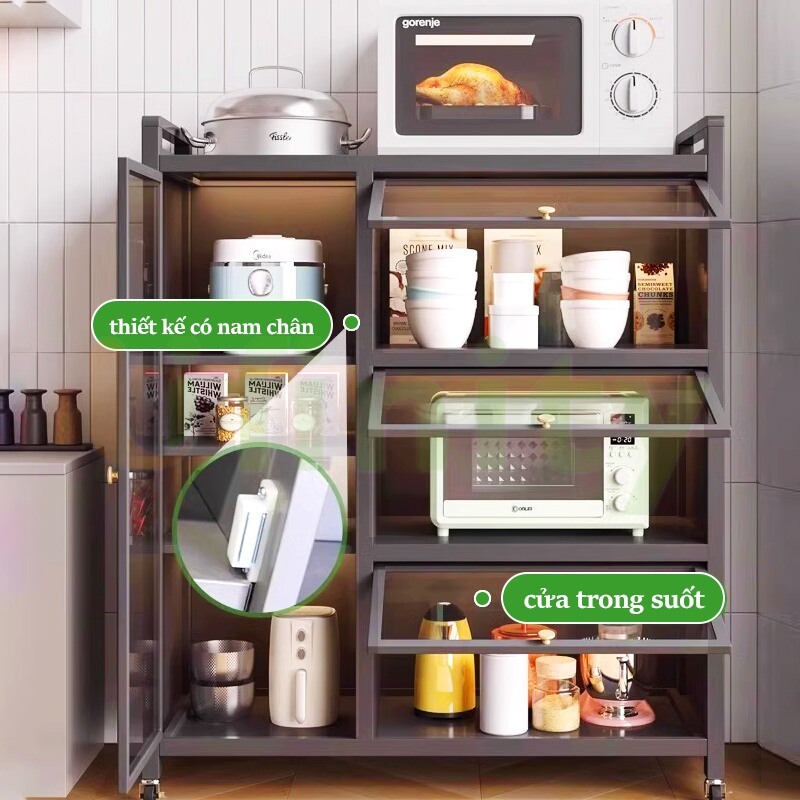 Lifinity Kệ Nhà Bếp Đa Năng-Kệ Tủ Để Đồ Thép Cacbon Có Thể Điều Chỉnh Độ Cao Kệ Đựng Đồ Có Cửa Đôi