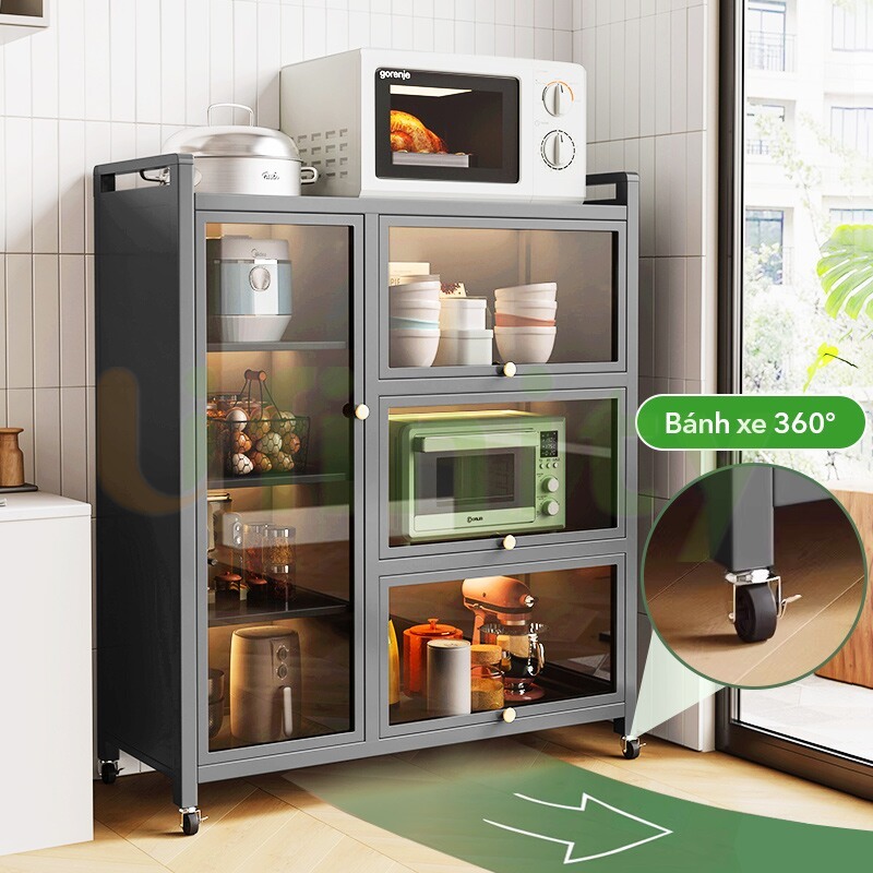 Lifinity Kệ Nhà Bếp Đa Năng-Kệ Tủ Để Đồ Thép Cacbon Có Thể Điều Chỉnh Độ Cao Kệ Đựng Đồ Có Cửa Đôi