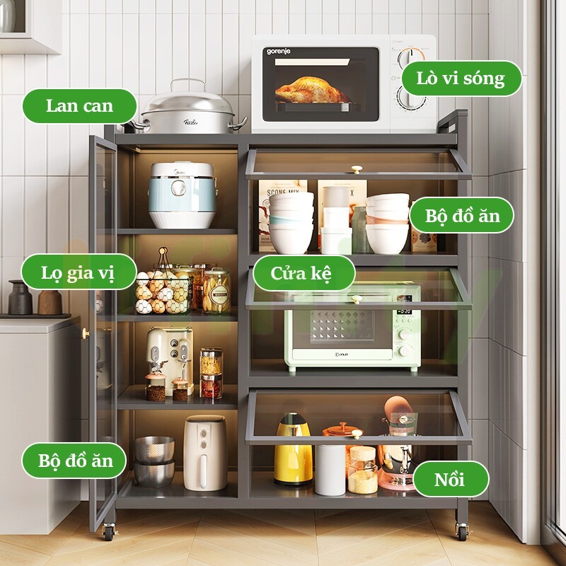 Lifinity Kệ Nhà Bếp Đa Năng-Kệ Tủ Để Đồ Thép Cacbon Có Thể Điều Chỉnh Độ Cao Kệ Đựng Đồ Có Cửa Đôi