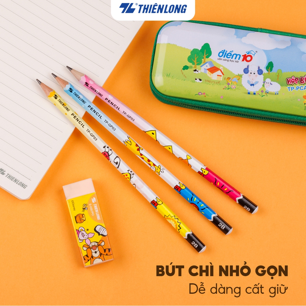 Hộp 10 bút chì học sinh Thiên Long - Viết chì HB, 2B lục giác dễ tẩy xóa, nhỏ gọn cầm vừa tay, giúp bé luyện chữ đẹp | BigBuy360 - bigbuy360.vn
