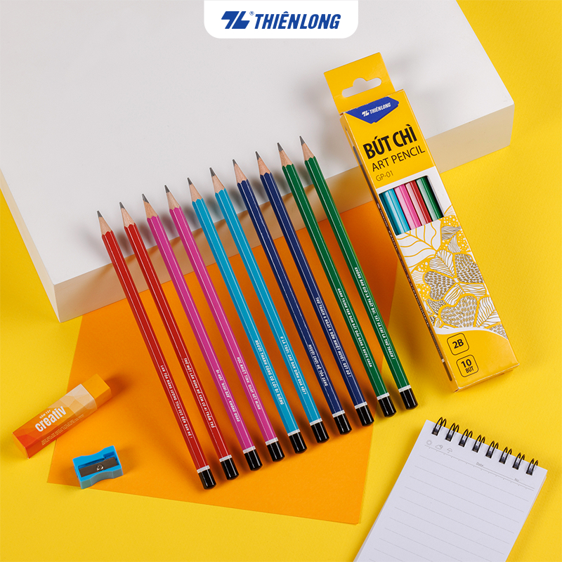 Hộp 10 bút chì học sinh Thiên Long - Viết chì HB, 2B lục giác dễ tẩy xóa, nhỏ gọn cầm vừa tay, giúp bé luyện chữ đẹp | BigBuy360 - bigbuy360.vn