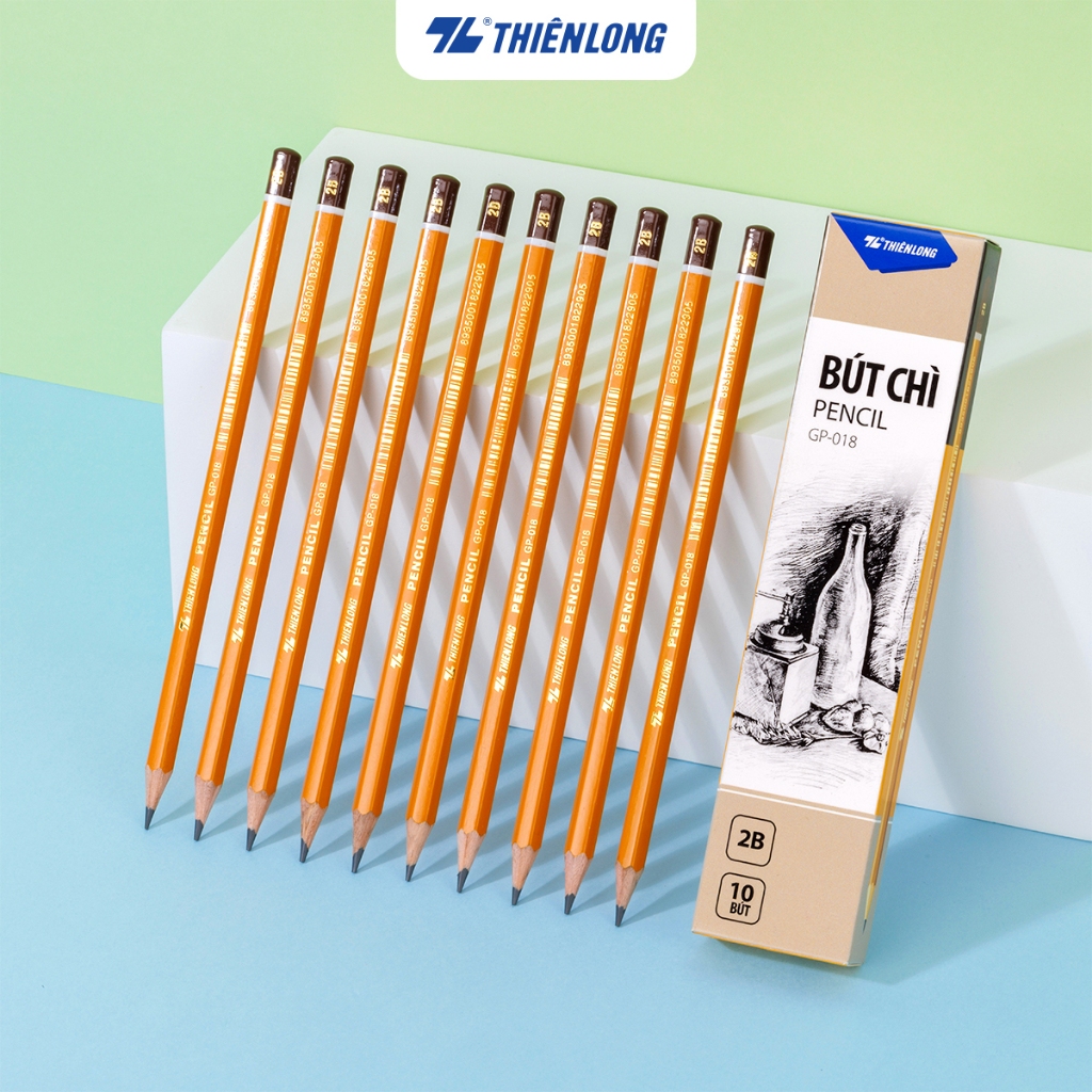 Hộp 10 bút chì học sinh Thiên Long - Viết chì HB, 2B lục giác dễ tẩy xóa, nhỏ gọn cầm vừa tay, giúp bé luyện chữ đẹp | BigBuy360 - bigbuy360.vn