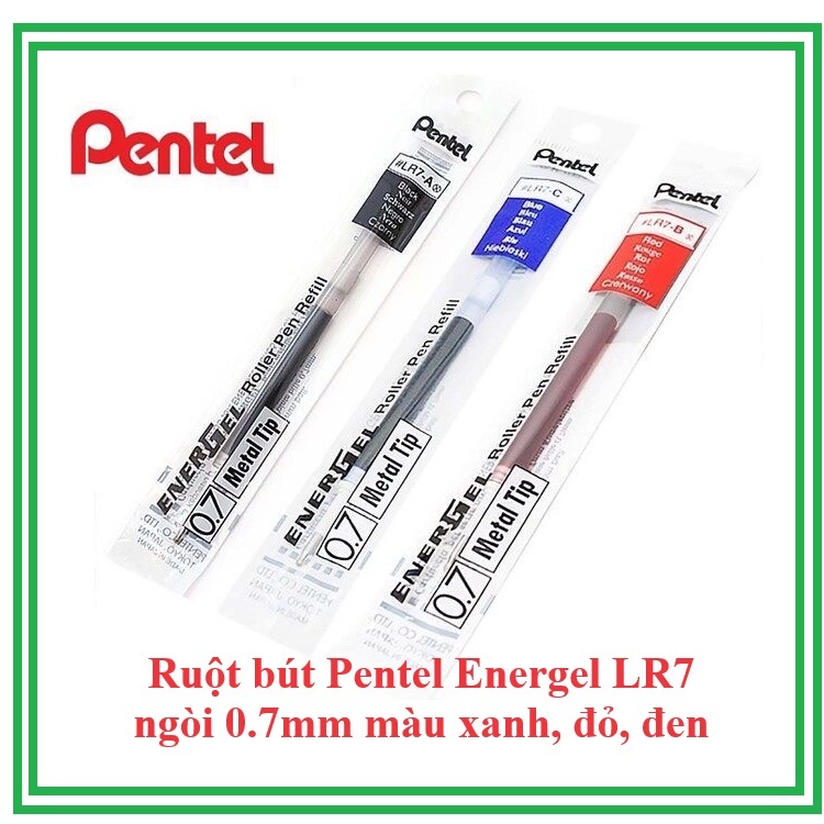 Ruột Bút Pentel Energel LR7 ngòi 0.7mm với màu mực xanh, đỏ, đen - 01 ...