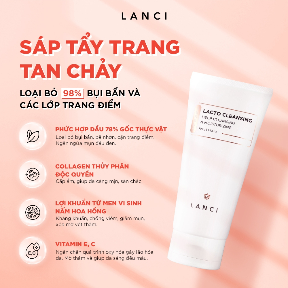 Ảnh Bộ đôi Sáp tẩy trang 100g và Sữa rửa mặt 100g LANCI làm sạch chuyên sâu cho làn da 2