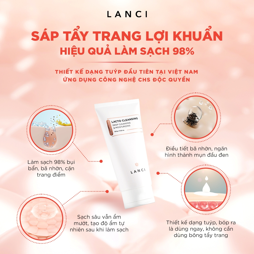 Ảnh Bộ đôi Sáp tẩy trang 100g và Sữa rửa mặt 100g LANCI làm sạch chuyên sâu cho làn da 3