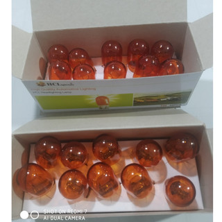 Bóng đèn ô tô chân cắm T20 12V 1 tóc, 2 tóc màu vàng.(Giá 1 bóng)