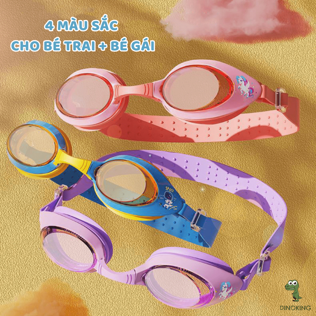 Kính bơi trẻ em cao cấp DINOKING Combo Kính bơi cho bé trai bé gái kèm mũ bơi Mắt kiếng bơi chống mờ PK11