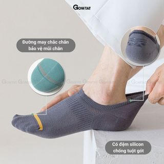 Combo 7 đôi tất ngắn nam chống tuột gót GOMTAT, vớ nam đi giày lười chất liệu cotton hút ẩm, mềm mại - D16-A080-CB7