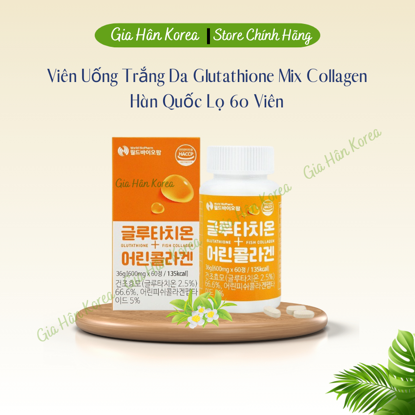 Vin Ung Trng Da GLUTATHIONE MIX COLLAGEN Hn Quc L 60 Vin, Gip Trng  Da Sng Ngi V Duy Tr Ln Da Khe Mnh | Shopee Vit Nam