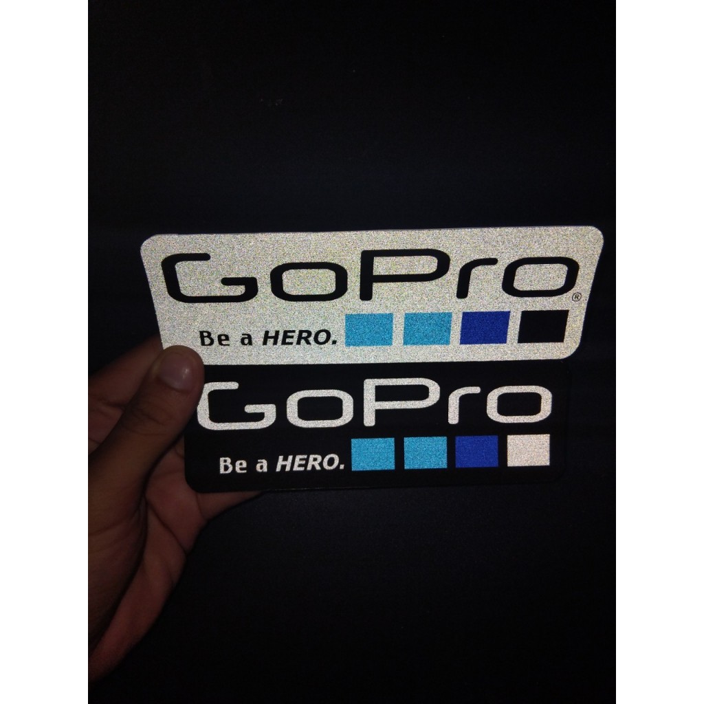 2 mẫu logo GOPRO trắng - đen khổng lồ phản quang [14.3x4.8cm]
