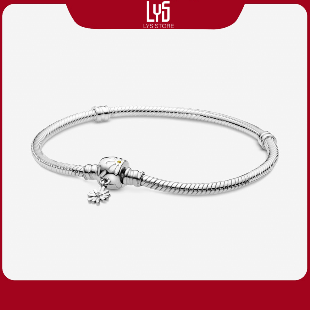Vòng tay bạc S925 Moments Daisy Flower Clasp Snake Chain Bracelet ...