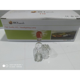 Hộp 10 Bóng đèn ô tô chân cắm T20, bóng đèn sợi đốt 1 tóc 12v ánh sáng trắng.