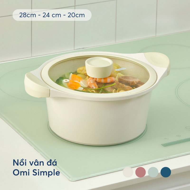 Nồi vân đá chống dính cao cấp, dùng được mọi loại bếp, nhiều size - CHÍNH HÃNG INOCHI