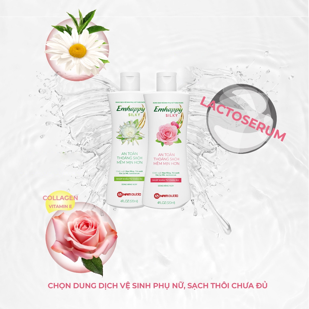 Ảnh Dung dịch vệ sinh phụ nữ Emhappy Silky Nam Dược hương hoa hồng chai 120ml 4