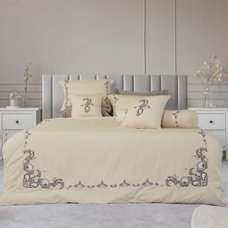 Drap Chăn ga Everon ESM 23012 Creamy White vải modal màu be kem