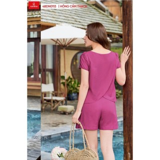 Đồ bộ nữ CARDINA chất liệu đũi bamboo kiểu áo classic cổ tròn thoáng mát trẻ trung nhẹ nhàng 4BDN01