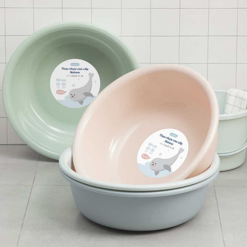Thau nhựa cao cấp INOCHI size 50cm và 60cm tiêu chuẩn Nhật, an toàn