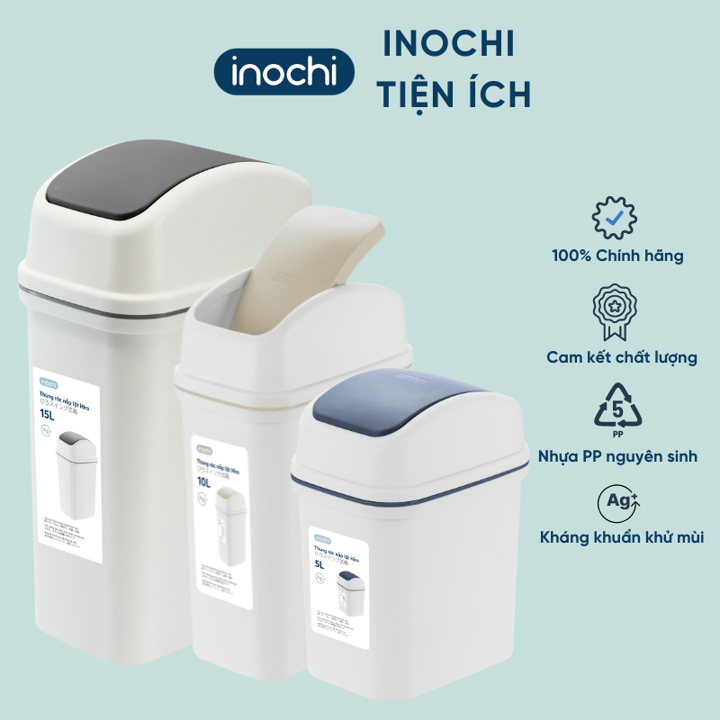 Thùng rác nắp lật INOCHI dung tích 5L, 10L, 15L siêu xinh, tiện dụng ...