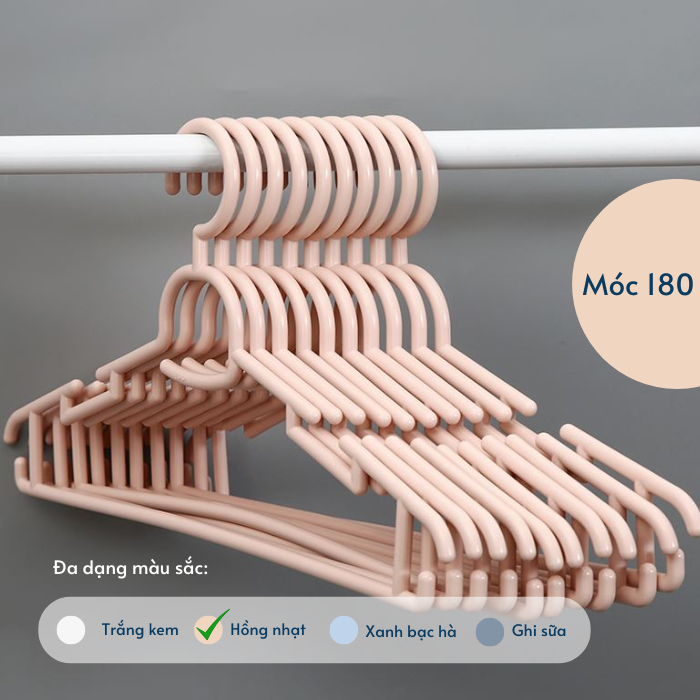 Set 10 móc áo treo áo quần người lớn tiêu chuẩn Nhật, tiện dụng, đa năng - CHÍNH HÃNG INOCHI