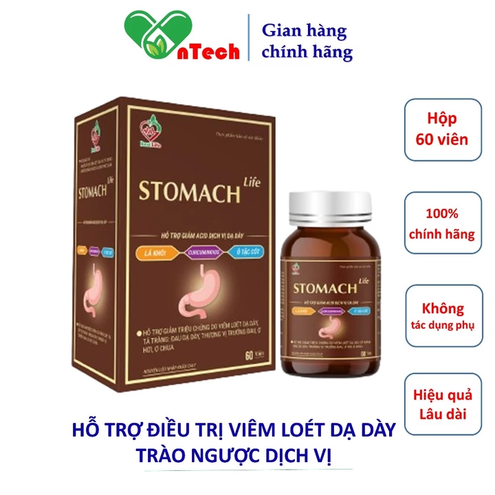 Viên uống dạ dày Best life STOMACH LIFE cải thiện viêm loét dạ dày tá tràng trào ngược acid dịch vị dạ dày hộp 60 viên