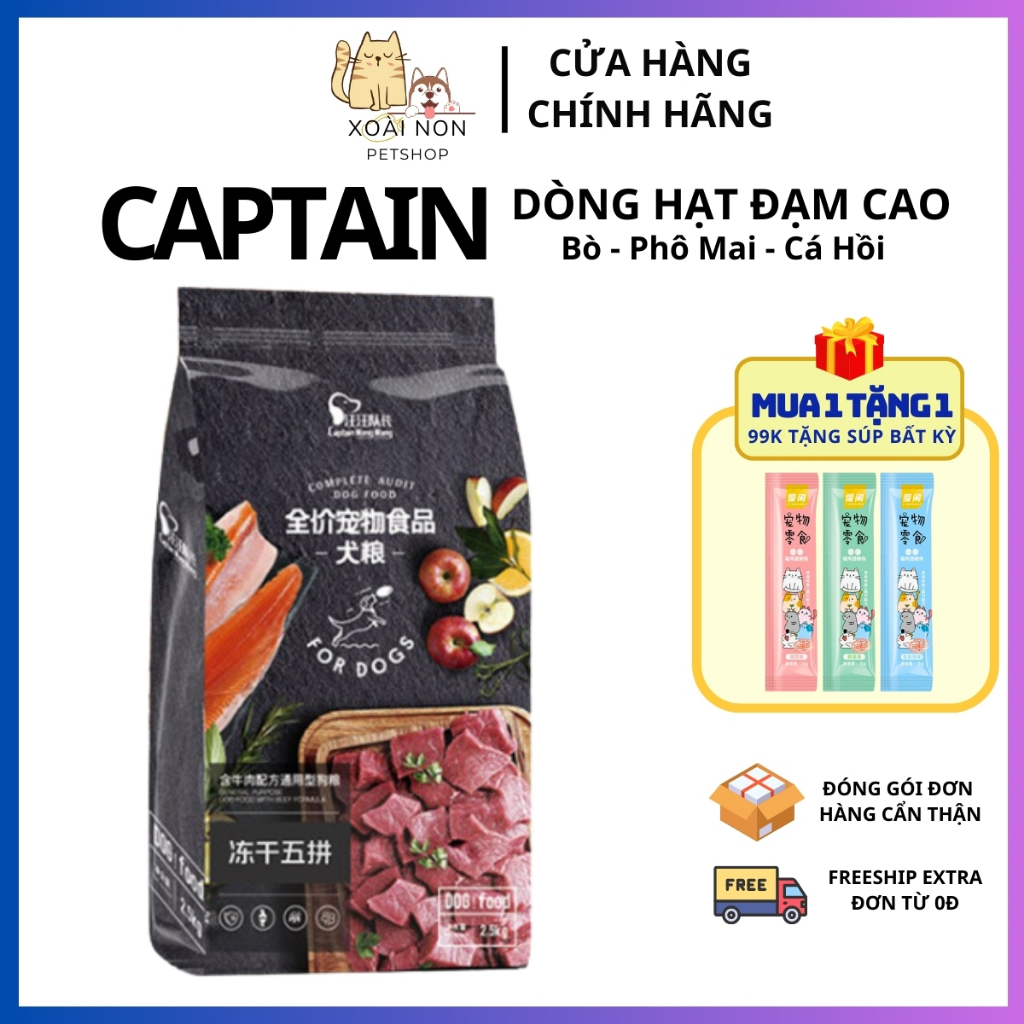 Hạt Cho Chó Captain 2,5Kg Dinh Dưỡng Mix Bò - Cá - Phô Mai Phù Hợp Mọi ...
