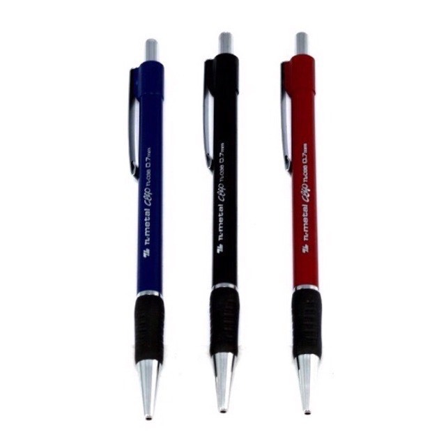 Combo Bút bi Thiên Long TL-036 - Bút bi giắt kim loại mạ crom đệm cầm tay cao su êm hàng chính hãng