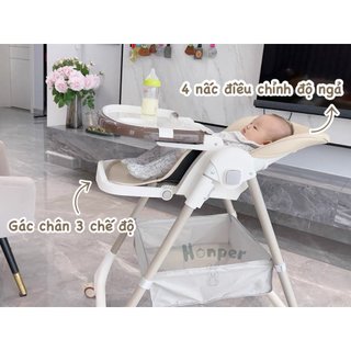 (THANH LÝ)Ghế ăn dặm Honper điều chỉnh độ cao, điều chỉnh độ ngả, gấp gọn, có bánh xe cực chắc chắn bảo hành 2 năm