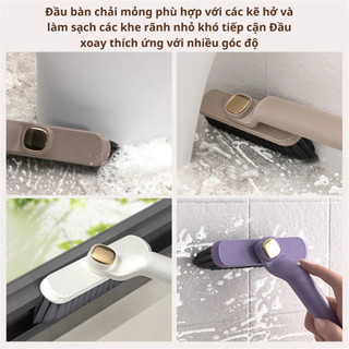 Bàn Chải Cọ Khe Hở Đa Năng 2 in 1 Kèm Nhíp Gắp Tóc Rụng Chổi Vệ Sinh Đầu Xoay 360 Độ Cây chà sàn