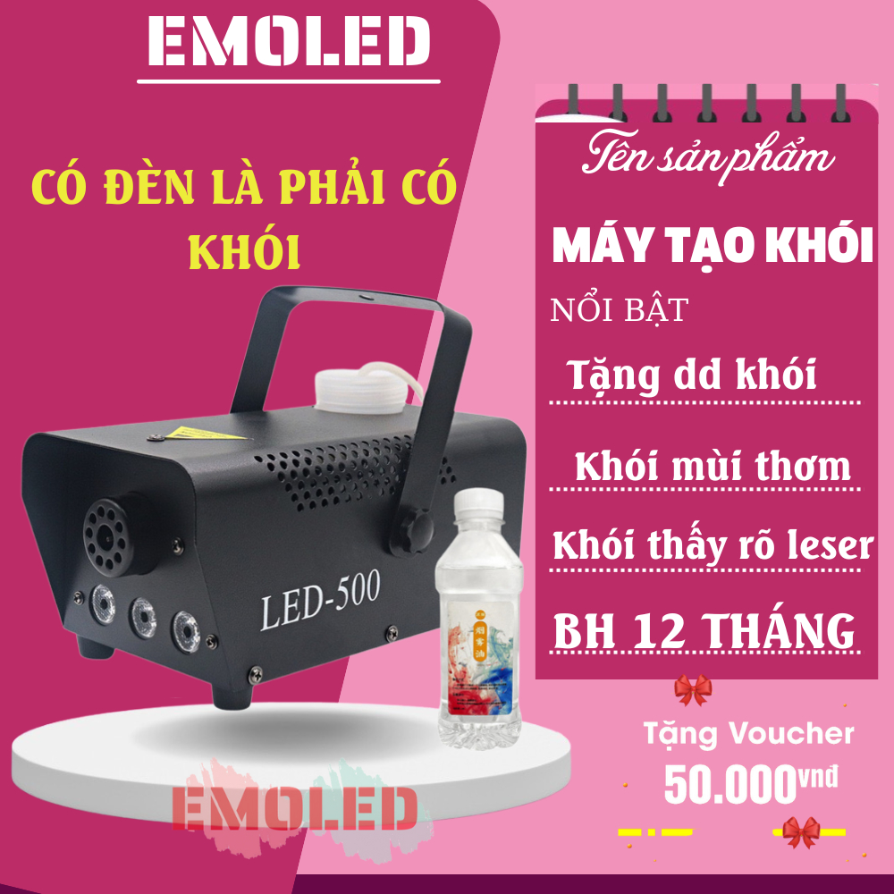 Máy tạo khói Emoled 500w phun khói trắng, độ bao phủ 25-30m2, không độc ...