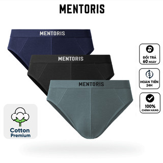 Combo 3 Quần Lót Tam Giác Nam Cotton Cao Cấp MENTORIS, Quần Brief Mềm Mại Thoải Mái CB3MBF01