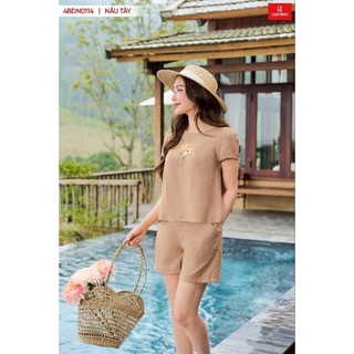 Đồ bộ nữ CARDINA chất liệu đũi bamboo kiểu áo classic cổ tròn thoáng mát trẻ trung nhẹ nhàng 4BDN01