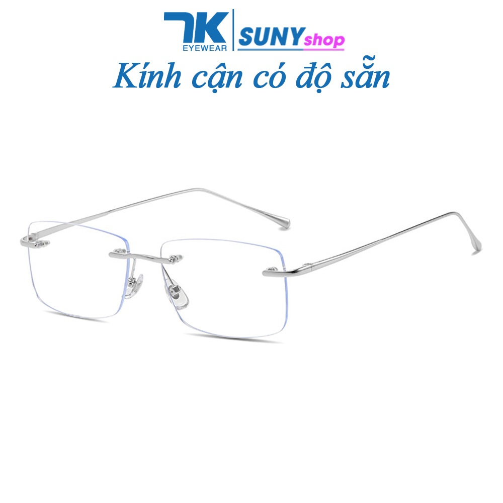 Ảnh Kính cận có độ sẵn 0 - 5 độ mắt không viền màu bạc 7K21606. Gọng kim loại không gỉ. 1