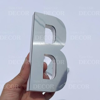 Chữ Nổi Bạc Gương 15cm T1 In Hoa Dán Tường Trang Trí Shop - Chữ Decor Biển quảng cáo Chất Liệu Fomex Alu