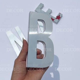 Chữ Nổi Bạc Gương 15cm T1 In Hoa Dán Tường Trang Trí Shop - Chữ Decor Biển quảng cáo Chất Liệu Fomex Alu