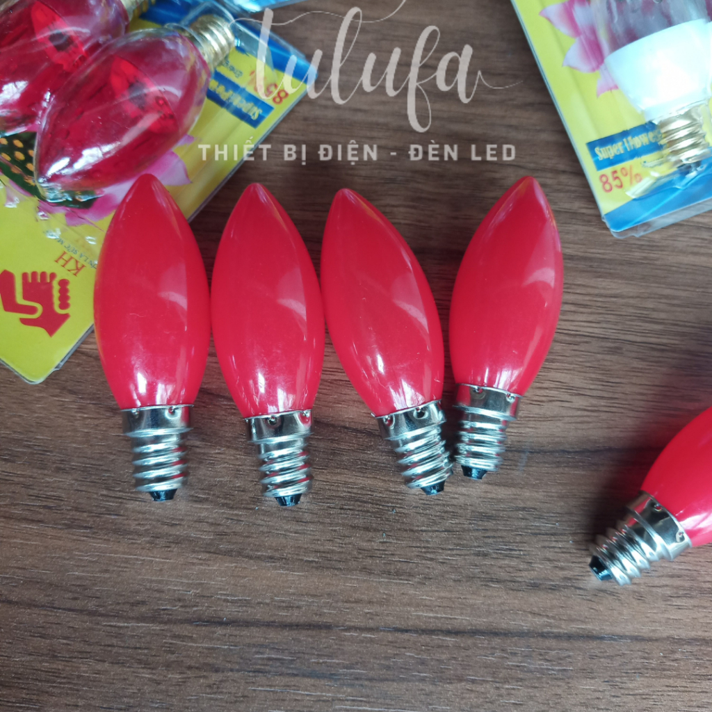 Combo 10 bóng led cana, led trái ớt 1w đui e12 sáng đỏ hoặc vàng dùng trang trí bàn thờ