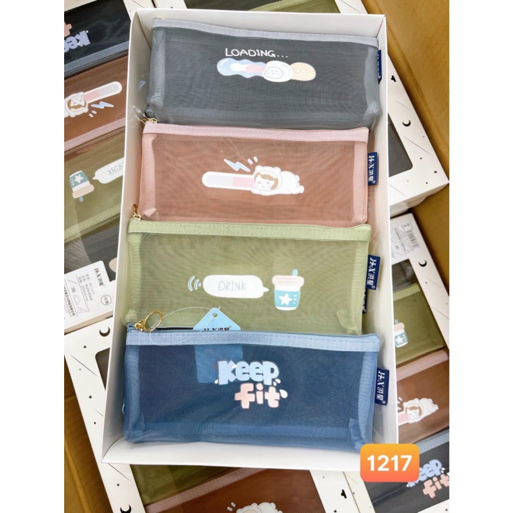 Ví lưới, túi lưới (ví đựng bút, đồ dùng cá nhân) kéo khoá zip khổ A6 (20 x 12cm)