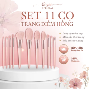 Set 11 cọ trang điểm make up cá nhân bằng lông siêu mềm mượt kèm túi đựng xinh xắn, phụ kiện trang điểm Sayaa