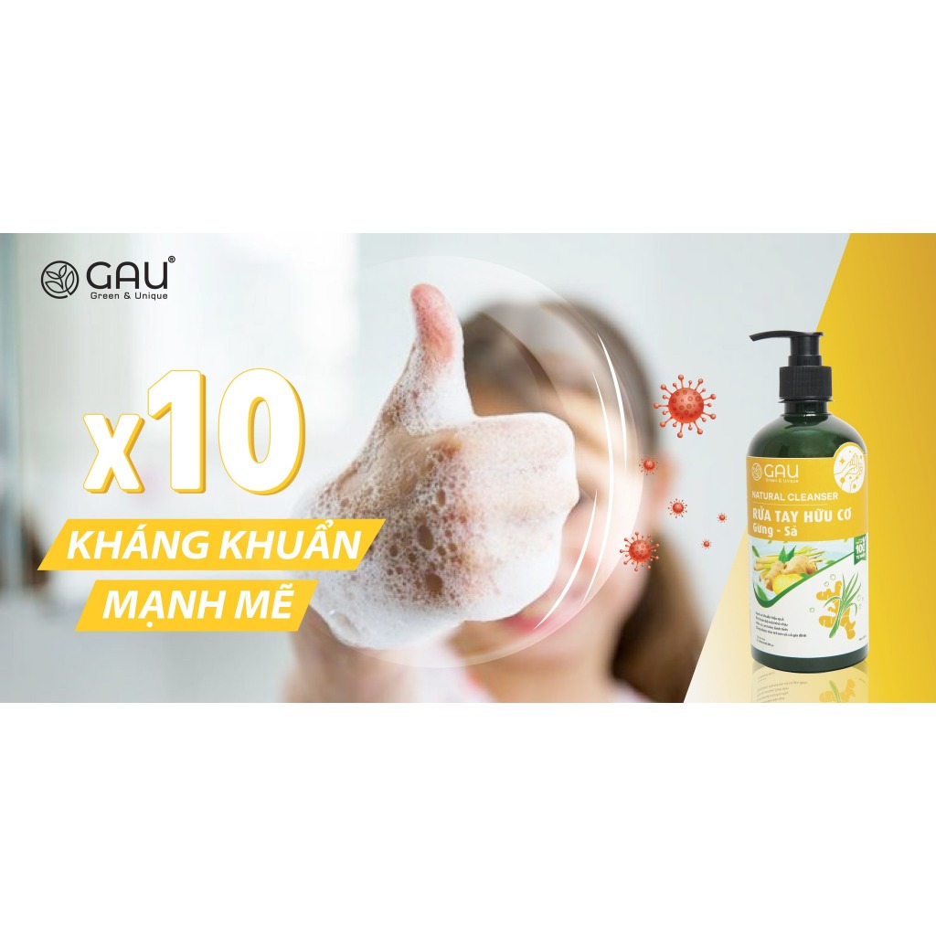 Nước Rửa Tay Gừng Sả Hữu Cơ Thiên nhiên Lên Men GAU Đánh bay Mùi Tanh Dầu mỡ Natural Cleanser 500ml