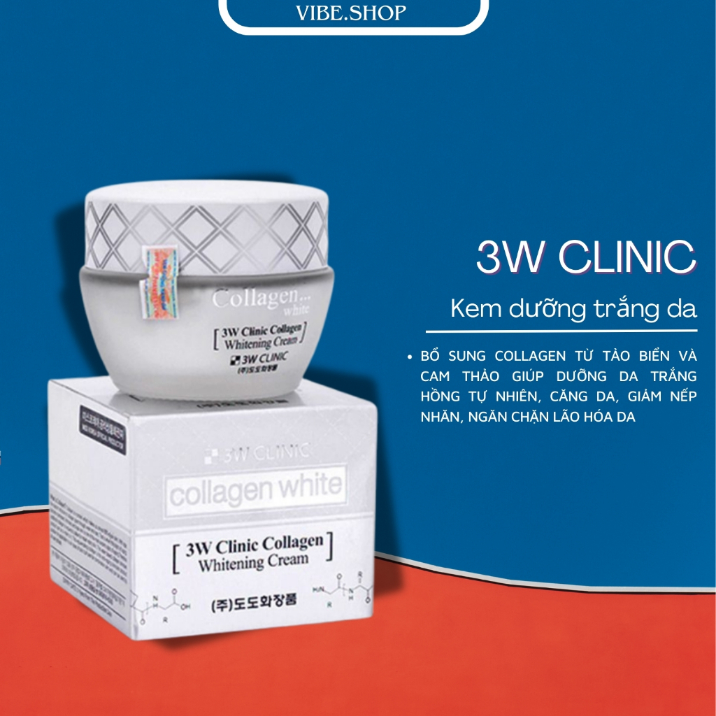 3W CLINIC COLLAGEN WHITENING CREAM DƯỠNG TRẮNG DA (L/60ML) kích trắng da chính hãng TECHMED