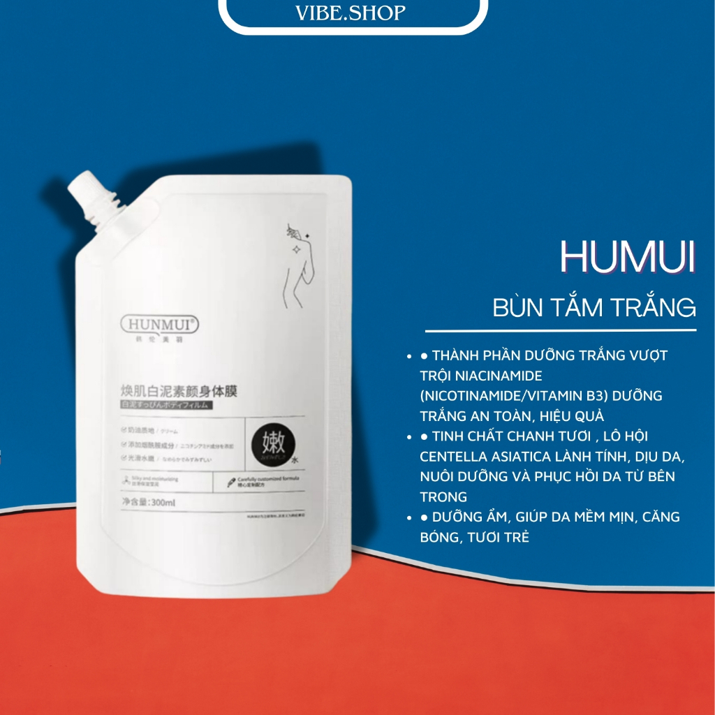 Tắm trắng body cấp tốc HunMui 300ml mặt nạ bùn ủ trắng cơ thể sản phẩm giúp Trắng da siêu nhanh một cách tự nhiên
