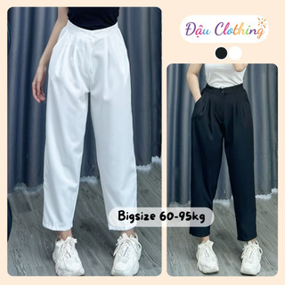 Quần baggy nữ bigsize lưng chun co giãn tốt có túi tiện lợi mặc đi học đi làm chất cotton lạnh QBG01